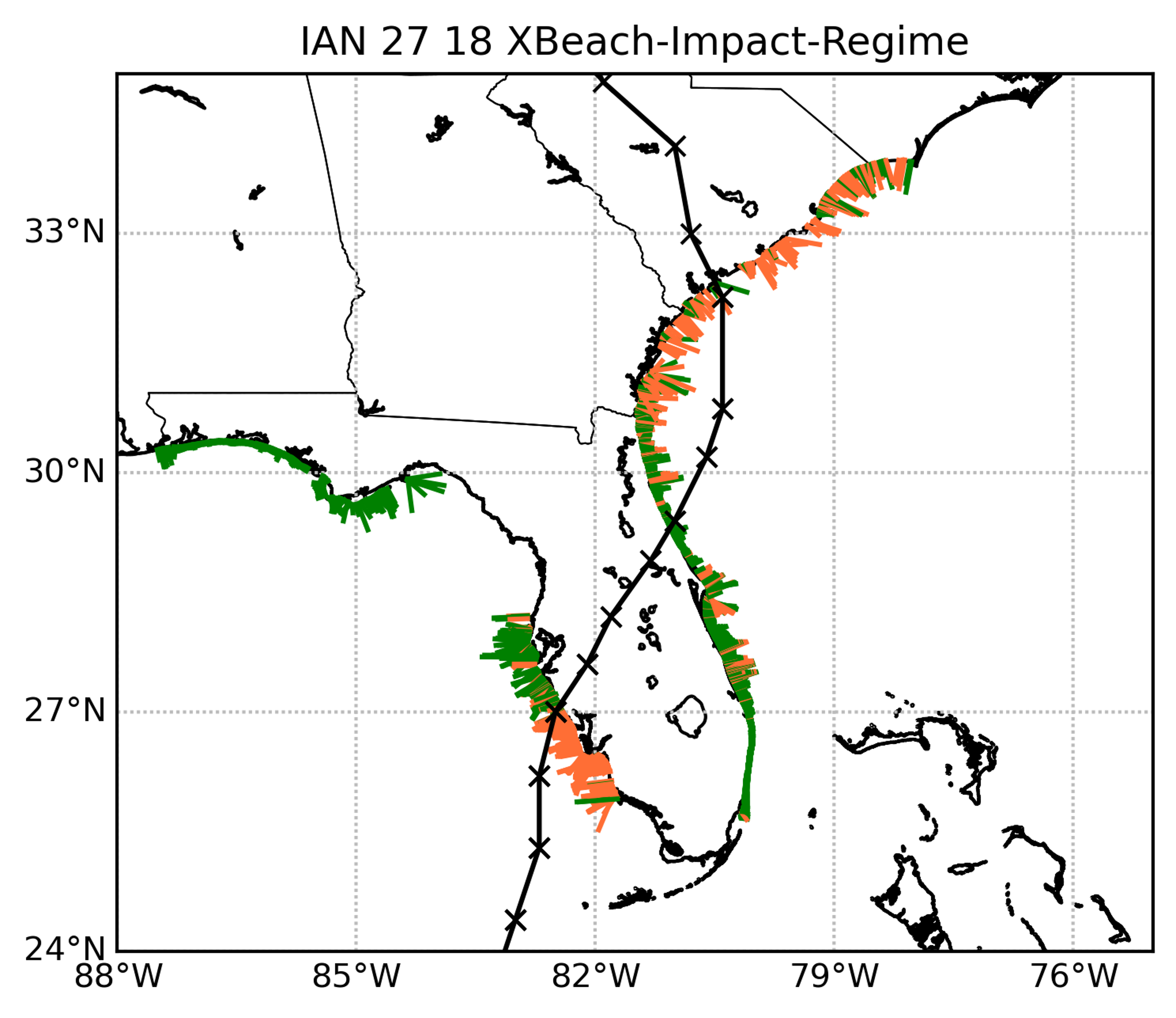 Figure shows the state of Florida and its beach erosion in southwest Florida coastline and beyond.