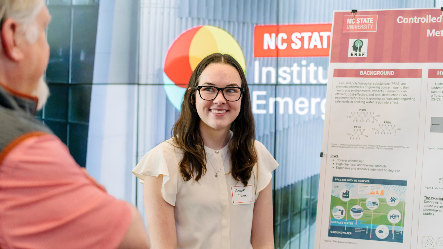 Student Andie Toney presenting her research at NC State's EWC Symposium